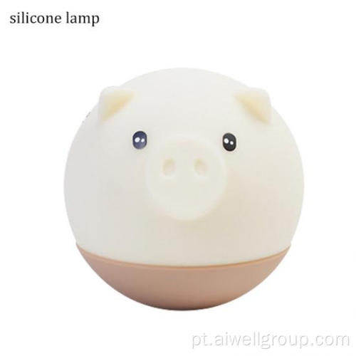 Lâmpada noturna de silicone de desenho animado de porco fofo